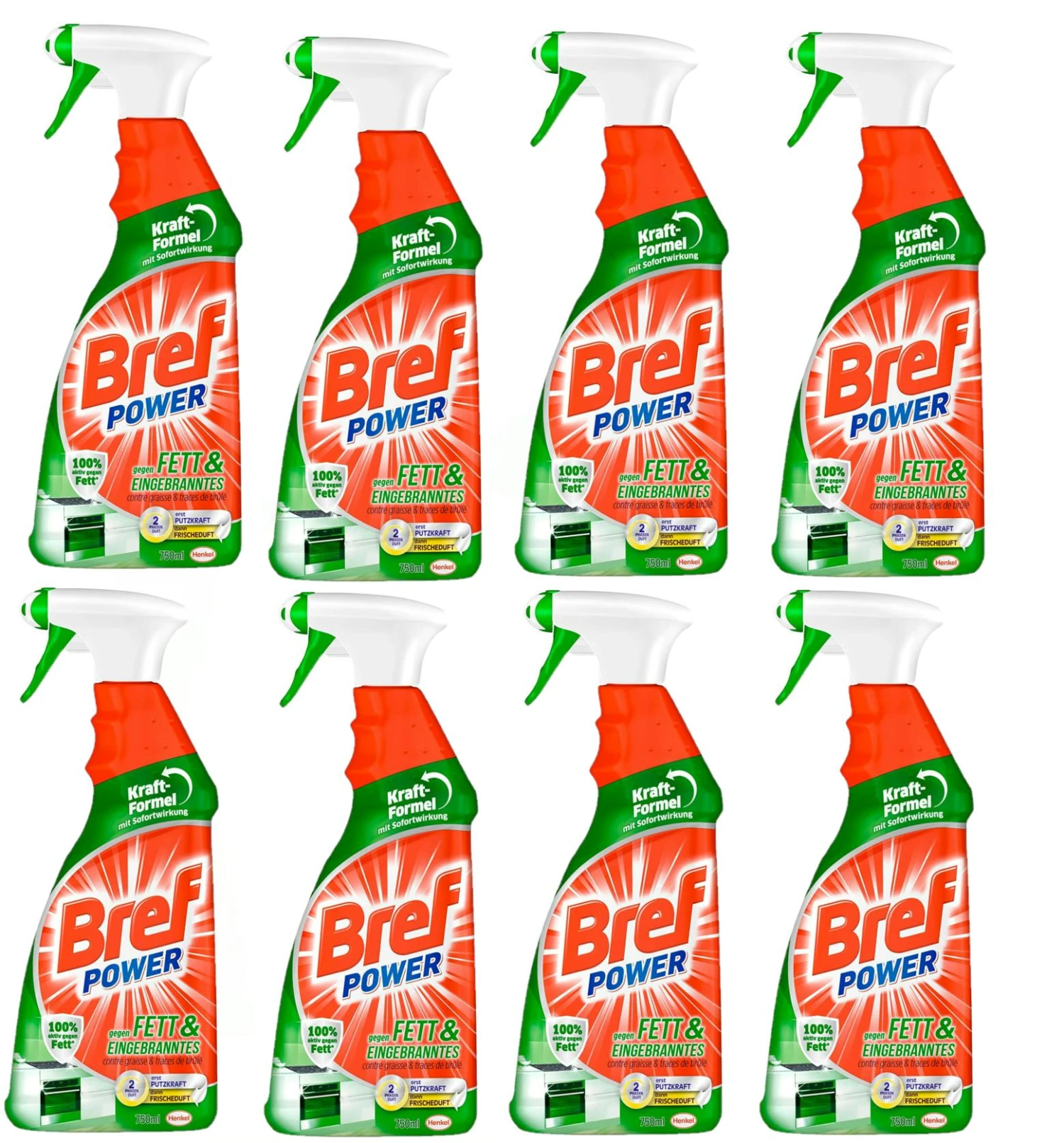 Bref Power Fett Eingebranntes Fettlöser Küchen Reiniger 8x750 Ml Sprühflasche 1 Bref Power Fett Eingebranntes Fettlöser Küchen Reiniger 8x750 Ml Sprühflasche