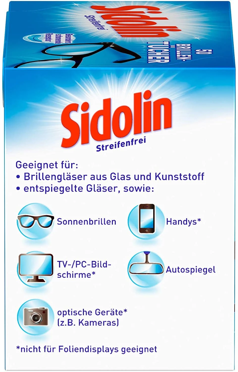 Sidolin Brillen Putztücher 50 Stück Reinigungstücher Brillenputztücher Reiniger 6 Sidolin Brillen Putztücher 50 Stück Reinigungstücher Brillenputztücher Reiniger – Bild 6