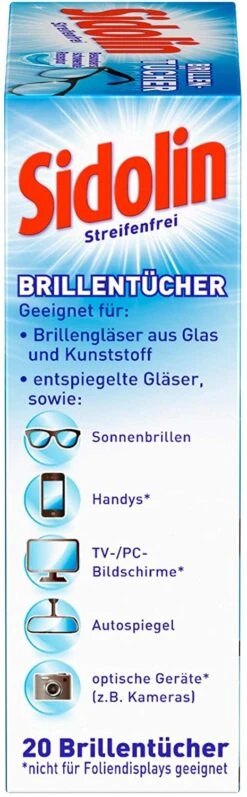 Sidolin Brillenputztücher 20 Stück Reinigungstücher Tücher Reinigen Putztuch -Bissell Verkaufsgeschäft b92b709c 9011 4437 9908 63ba3304c730