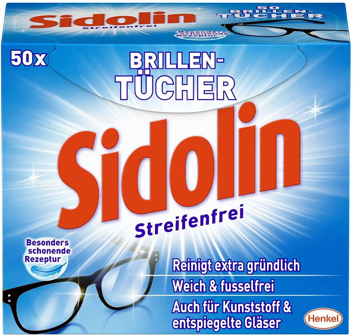 Sidolin Brillen Putztücher 50 Stück Reinigungstücher Brillenputztücher Reiniger 1 Sidolin Brillen Putztücher 50 Stück Reinigungstücher Brillenputztücher Reiniger