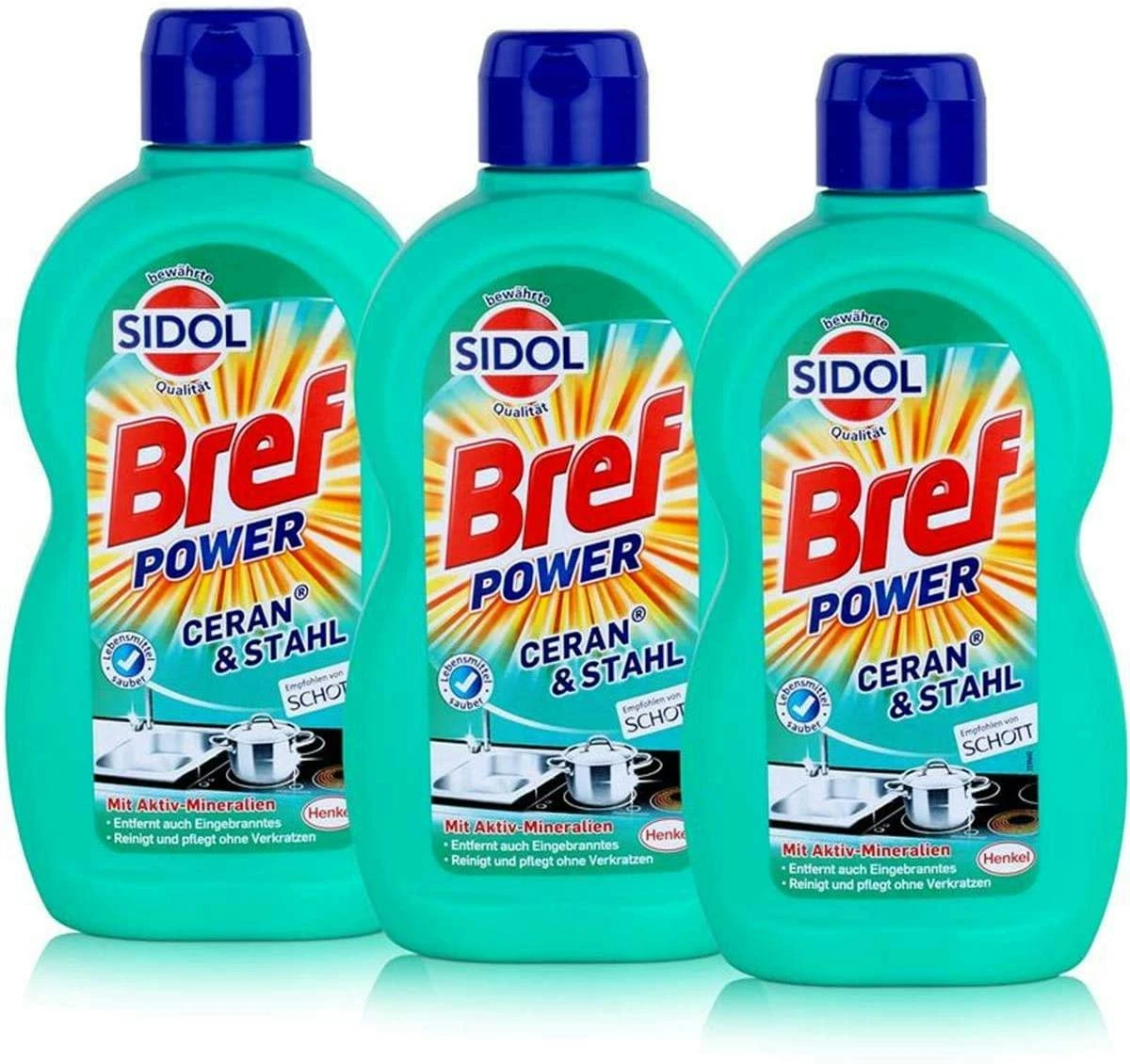 Bref Sidol Ceran & Stahl Reiniger Entfernt Eingebranntes 5x500 Ml Reinigung 2 Bref Sidol Ceran & Stahl Reiniger Entfernt Eingebranntes 5x500 Ml Reinigung – Bild 2
