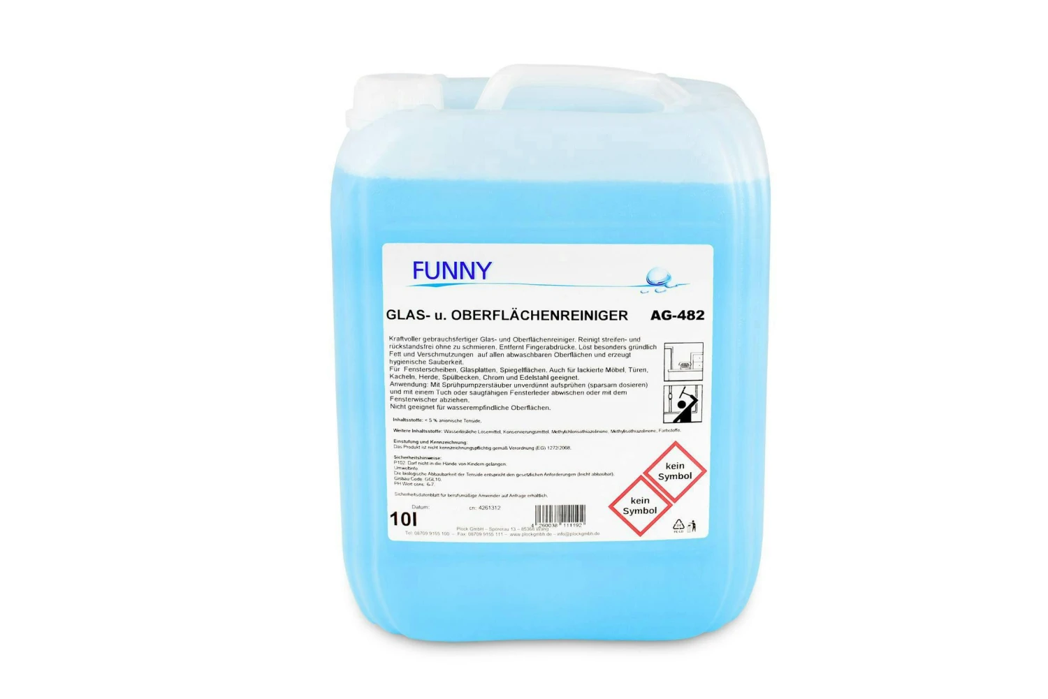 Funny Glas- Und Oberflächenreiniger, 1 Liter Flaschen, 12 L In 12 Rundflaschen 2 Funny Glas- Und Oberflächenreiniger, 1 Liter Flaschen, 12 L In 12 Rundflaschen – Bild 2